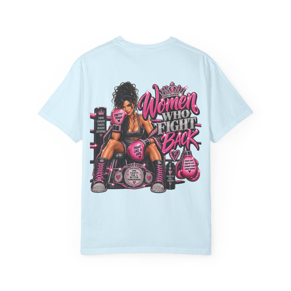 Women Who Fight Back T‑Shirt — Empowerment Boxing Graphic Tee
