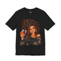 Curly Hair Wine Lover Graphic T-Shirt