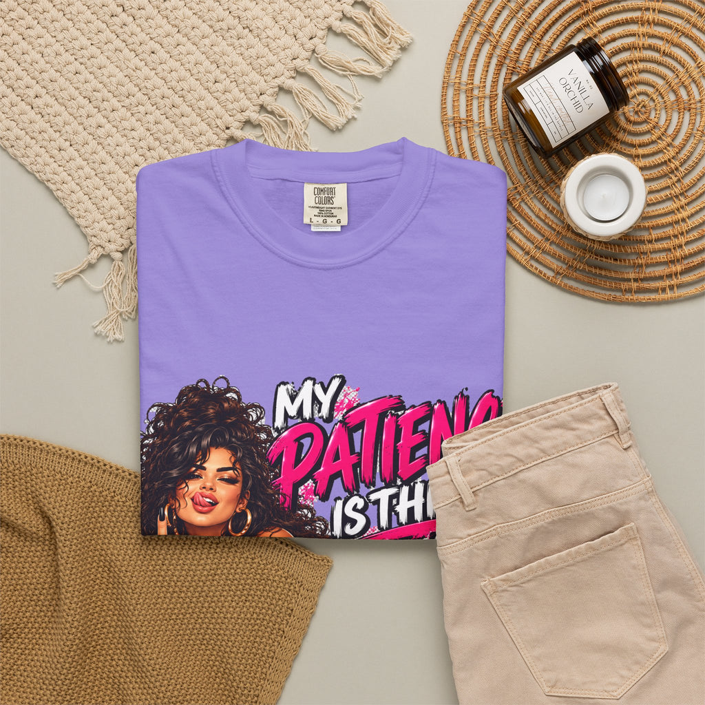 Graphic T-Shirt — "My Patience Is Thin and My Give a F*** Is Broken" Retro Sassy Woman