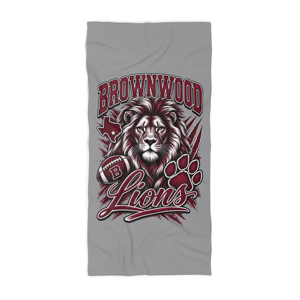 Brownwood Lions Beach Towel – Bold Lion Mascot School Spirit Swim Towel