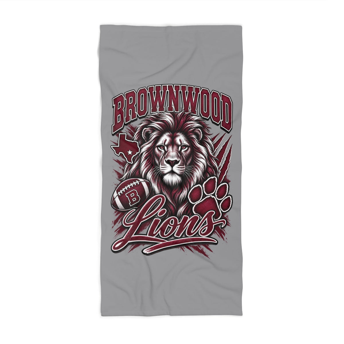 Brownwood Lions Beach Towel – Bold Lion Mascot School Spirit Swim Towel