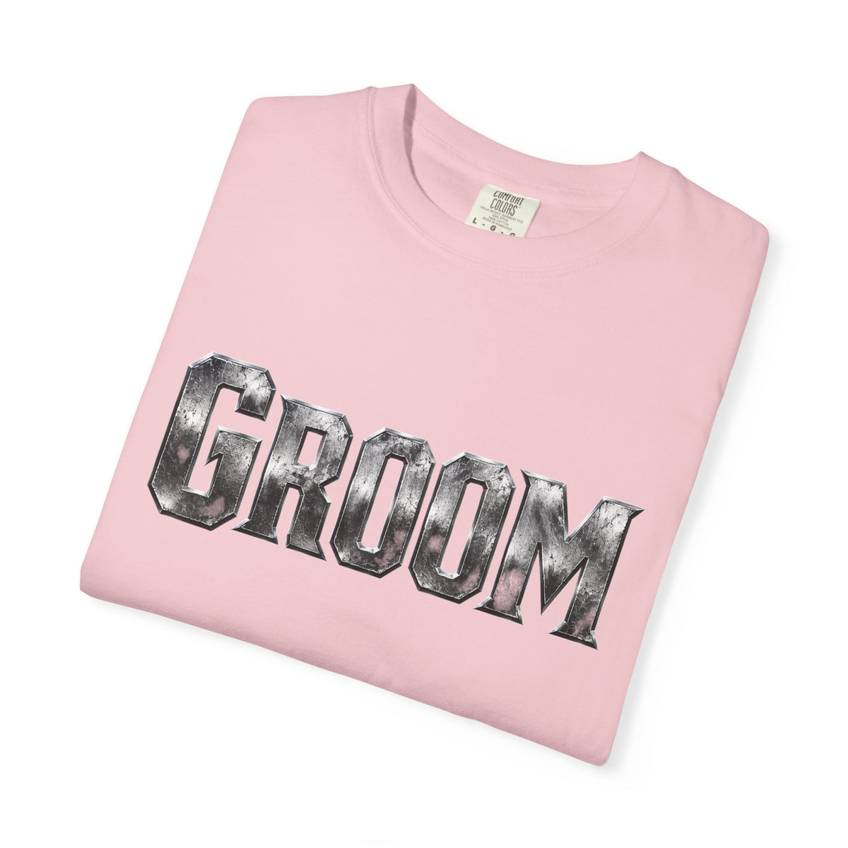 Groom Graphic T-Shirt — Metallic Lettering Wedding Tee for Grooms