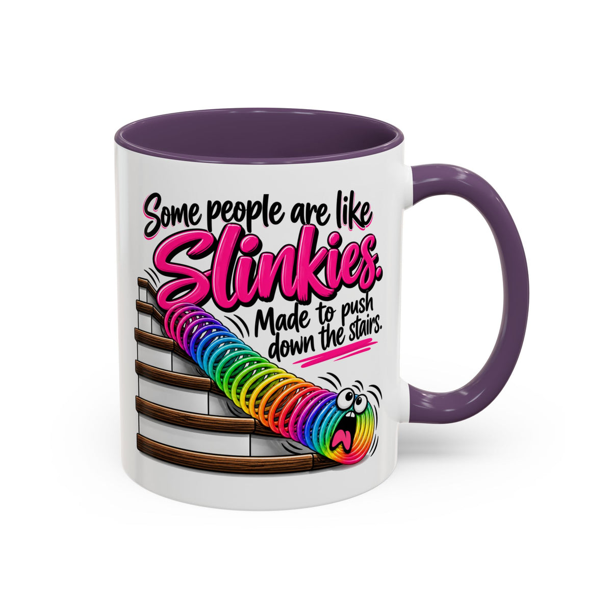 Funny 'Some People Are Like Slinkies' Accent Coffee Mug – Humorous Rainbow Slinky Gift