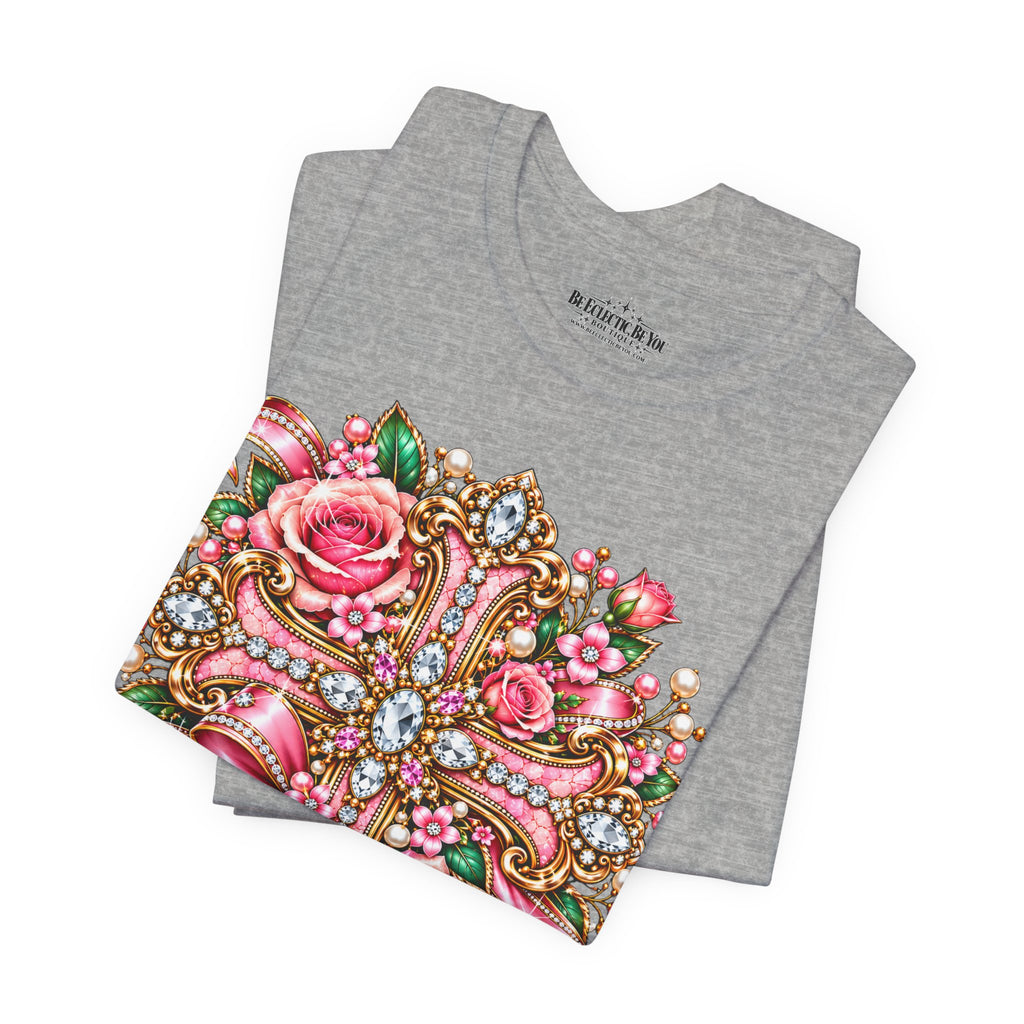 Ornate Floral Cross Rose Tee