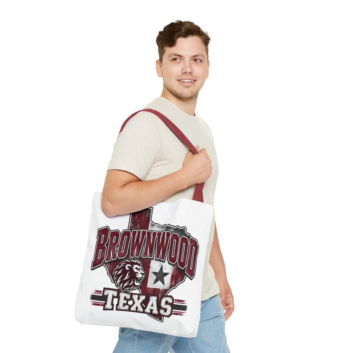 Brownwood Texas Lion Tote Bag – Vintage State Pride AOP Tote