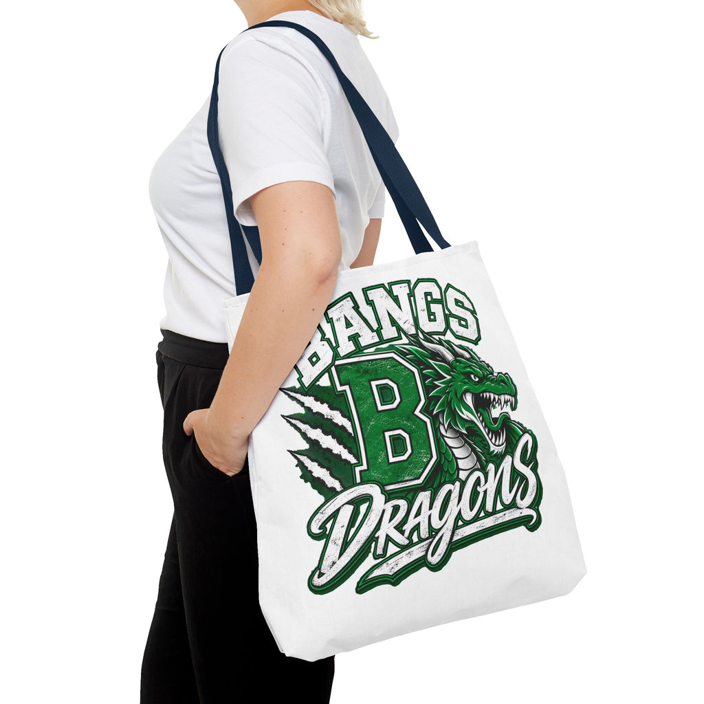 Bangs Dragons Tote Bag — Green Mascot Dragon School Spirit Tote