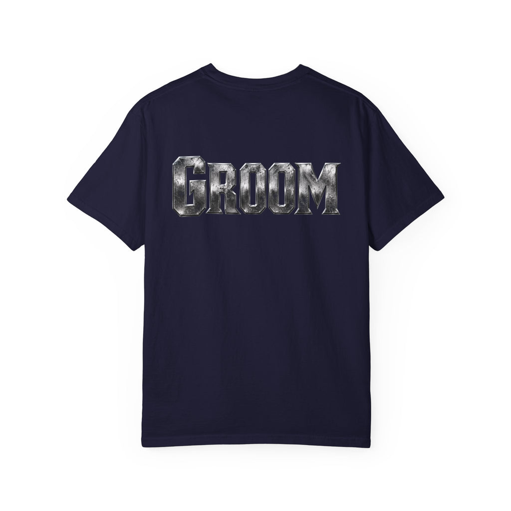 Groom Graphic T-Shirt — Metallic Lettering Wedding Tee for Grooms