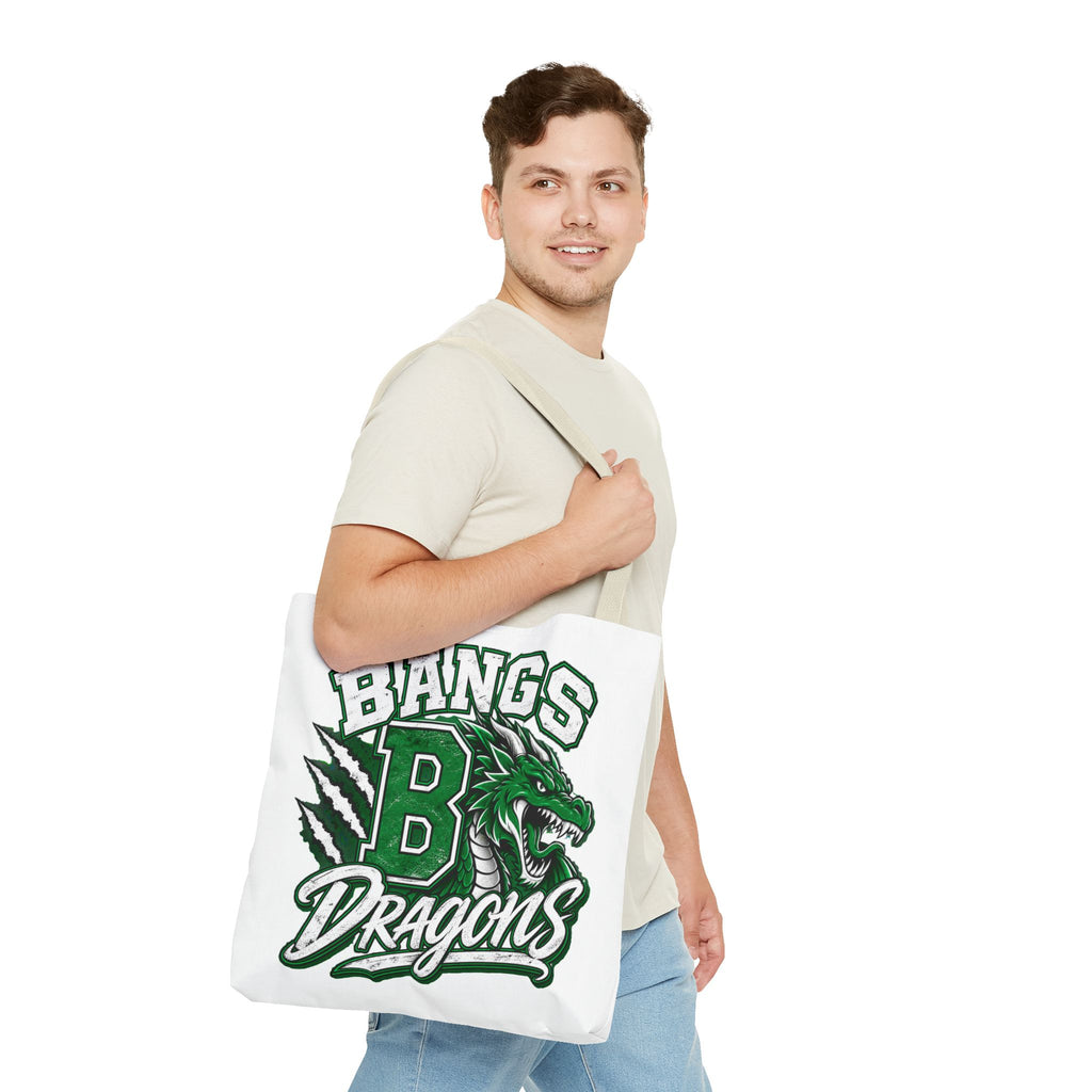 Bangs Dragons Tote Bag — Green Mascot Dragon School Spirit Tote