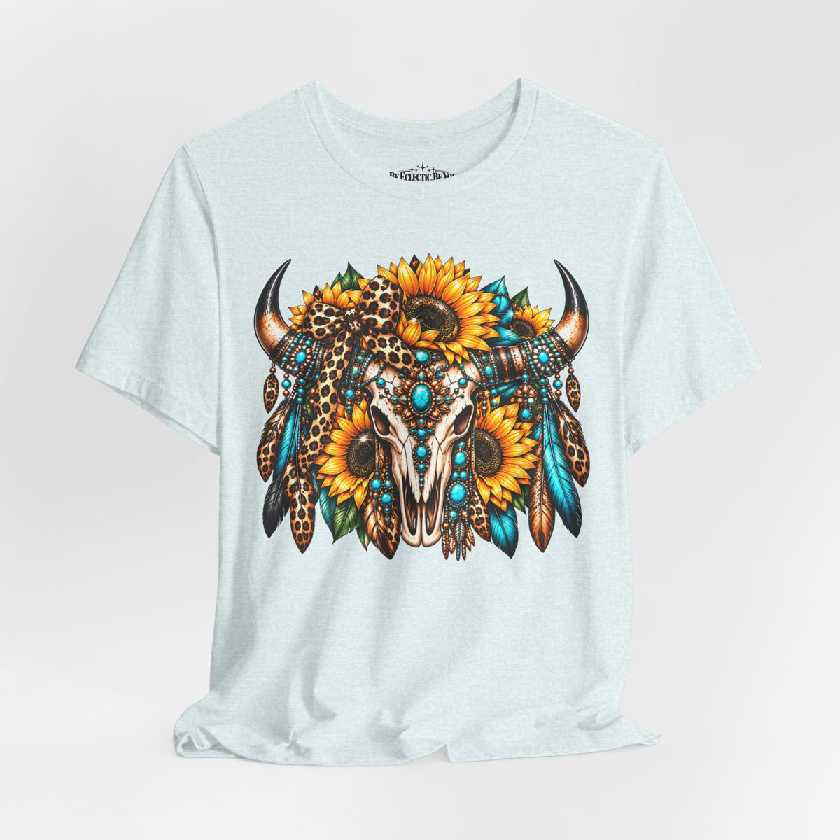Boho Buffalo Skull Sunflower T-Shirt