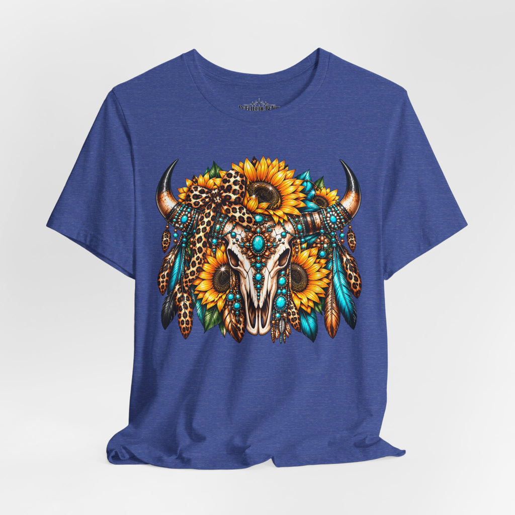 Boho Buffalo Skull Sunflower T-Shirt