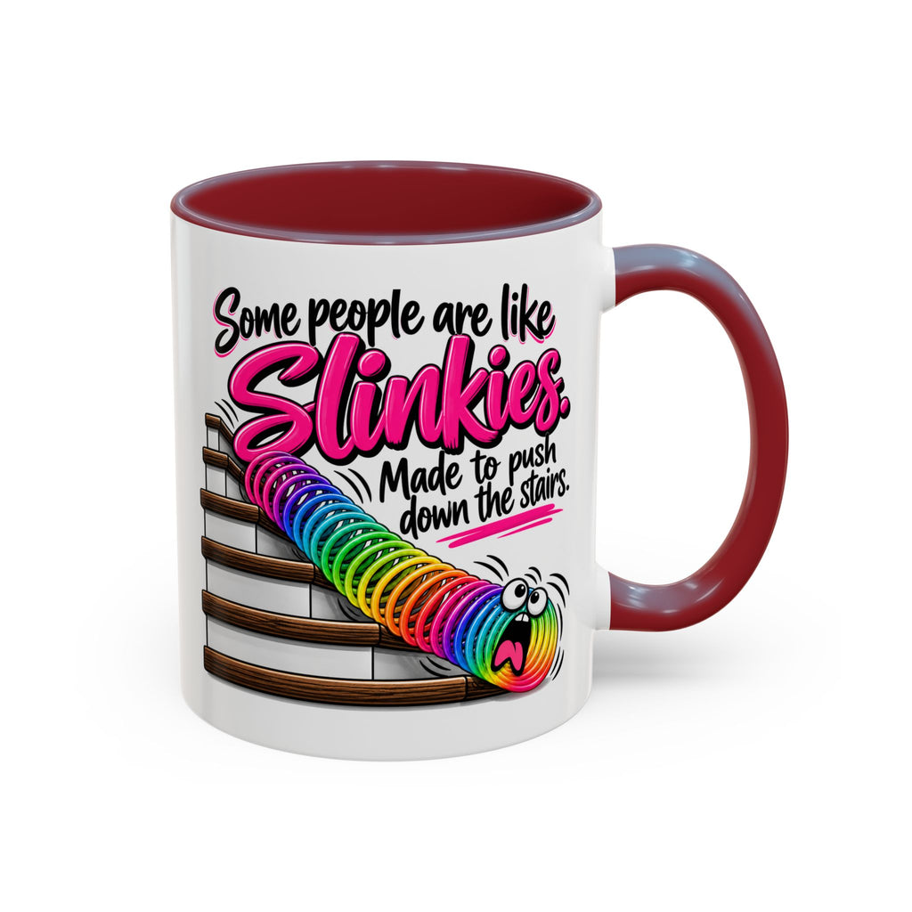 Funny 'Some People Are Like Slinkies' Accent Coffee Mug – Humorous Rainbow Slinky Gift