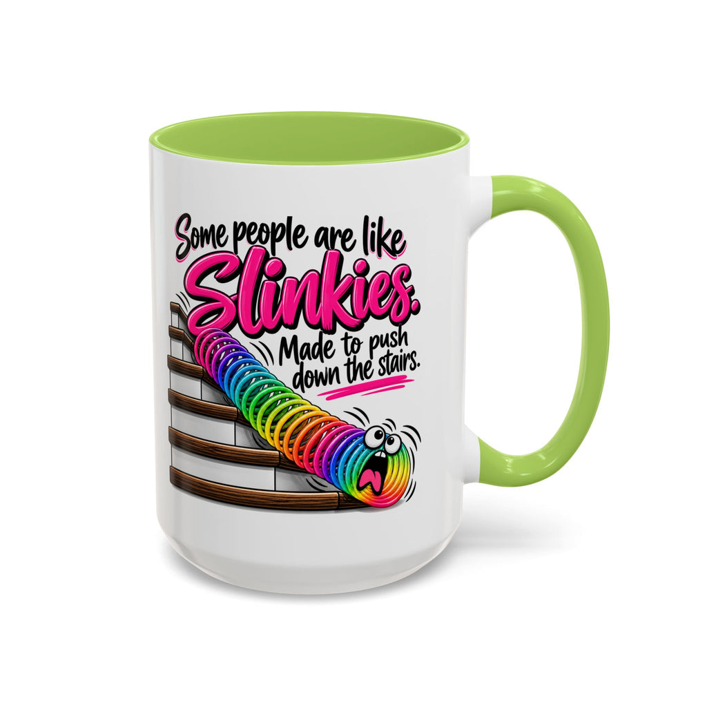 Funny 'Some People Are Like Slinkies' Accent Coffee Mug – Humorous Rainbow Slinky Gift
