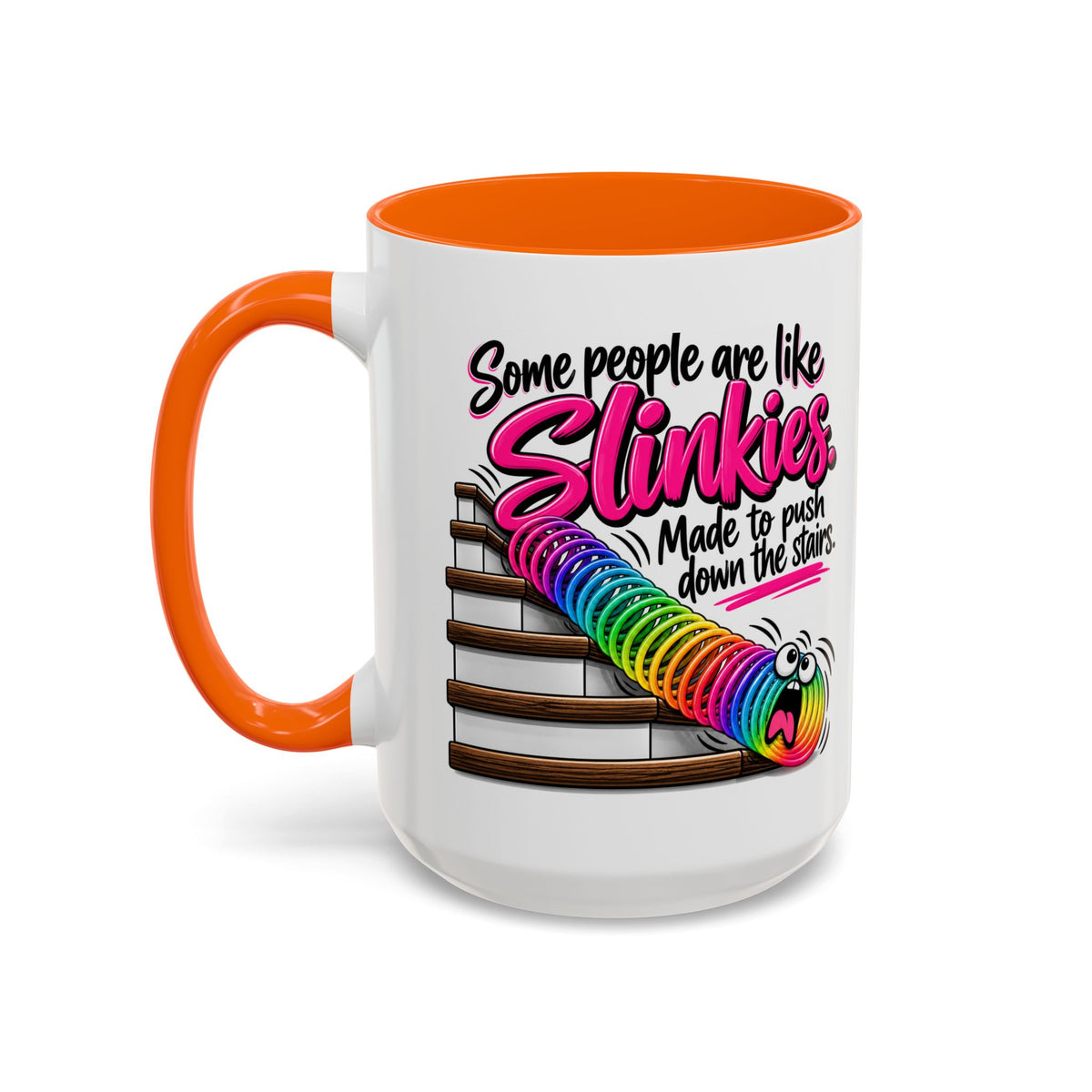 Funny 'Some People Are Like Slinkies' Accent Coffee Mug – Humorous Rainbow Slinky Gift