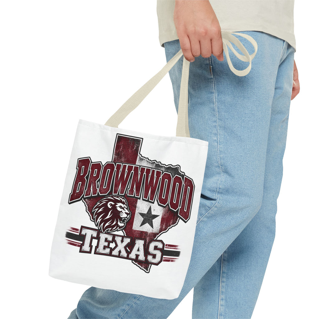 Brownwood Texas Lion Tote Bag – Vintage State Pride AOP Tote