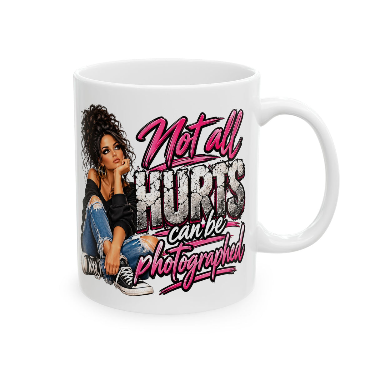 Ceramic Mug — "Not All Curves Should Be Photographed" Graphic Mug with Stylish Woman Illustration
