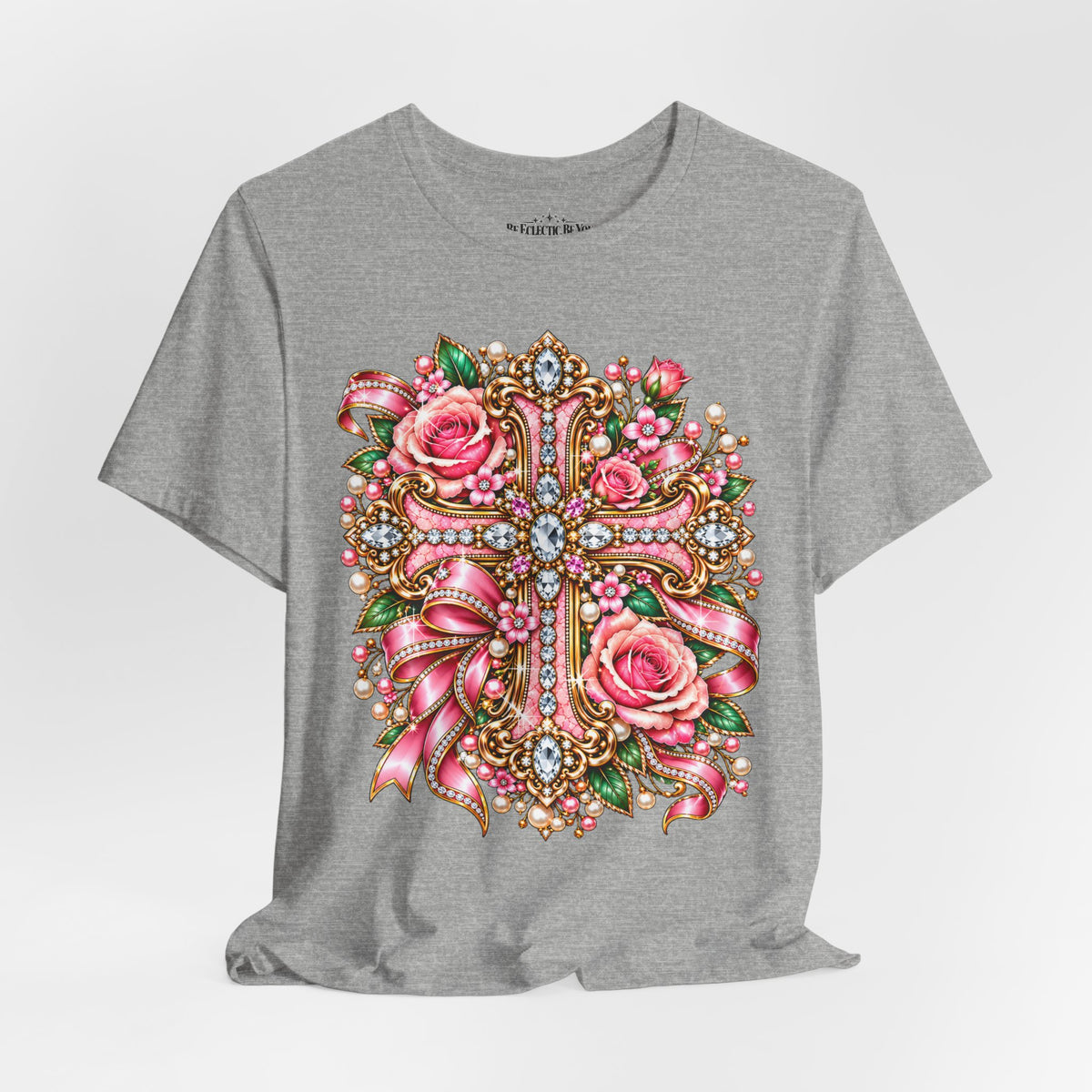 Ornate Floral Cross Rose Tee