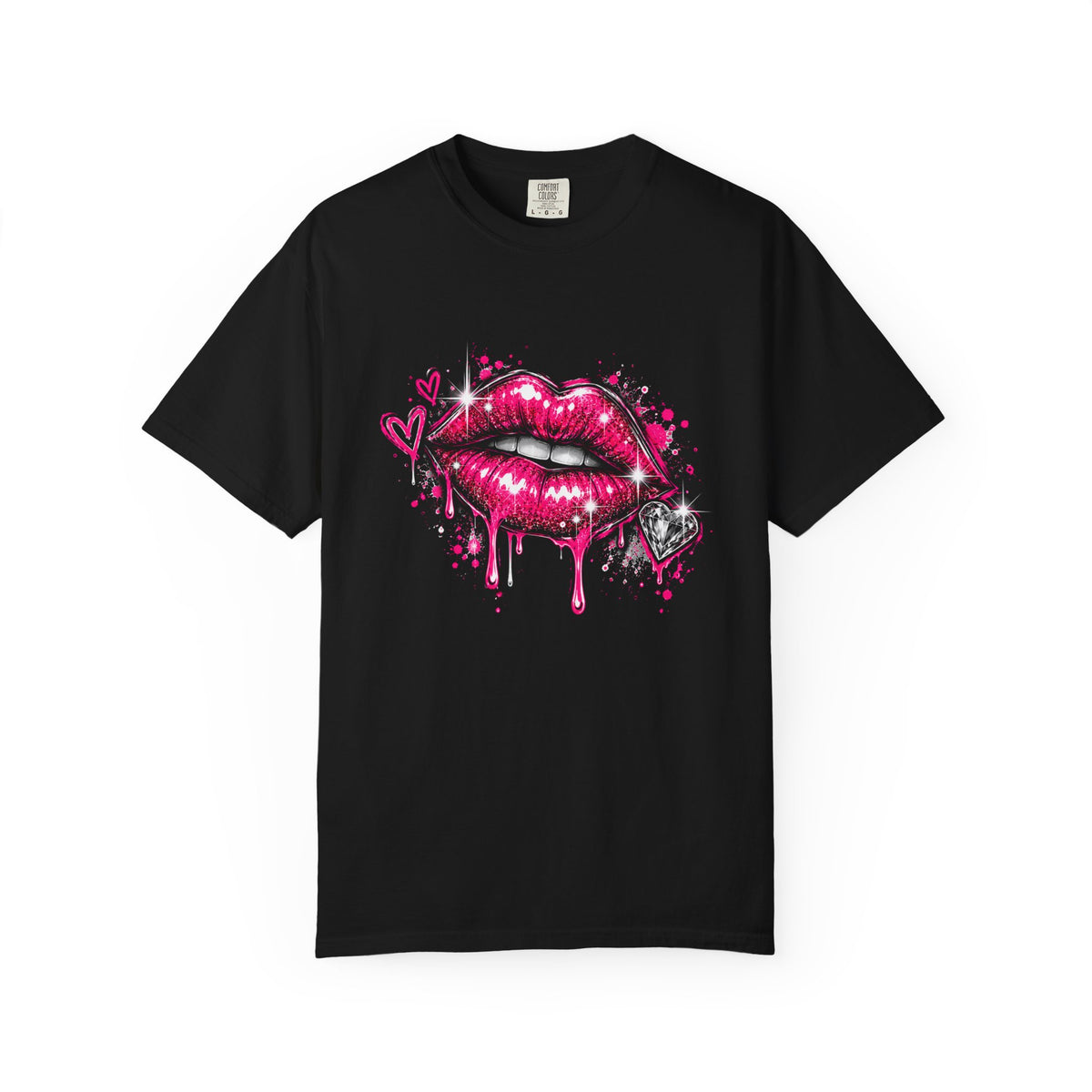 Graphic T-Shirt — Pink Lip Art & 'Backup!' Slogan Tee