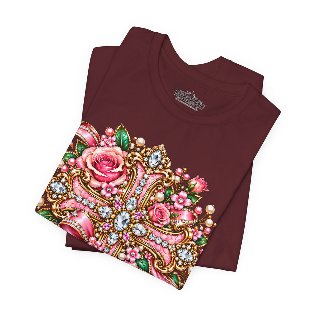 Ornate Floral Cross Rose Tee