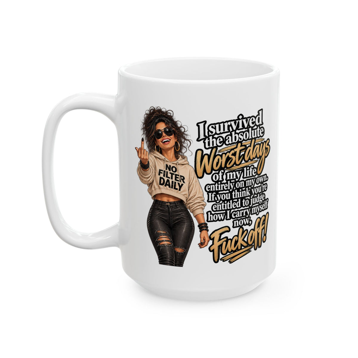 Sassy Black Woman Graphic Mug — "Some Days I Just Want To Be Left The Hell Alone" Ceramic Coffee Cup (11oz/15oz)