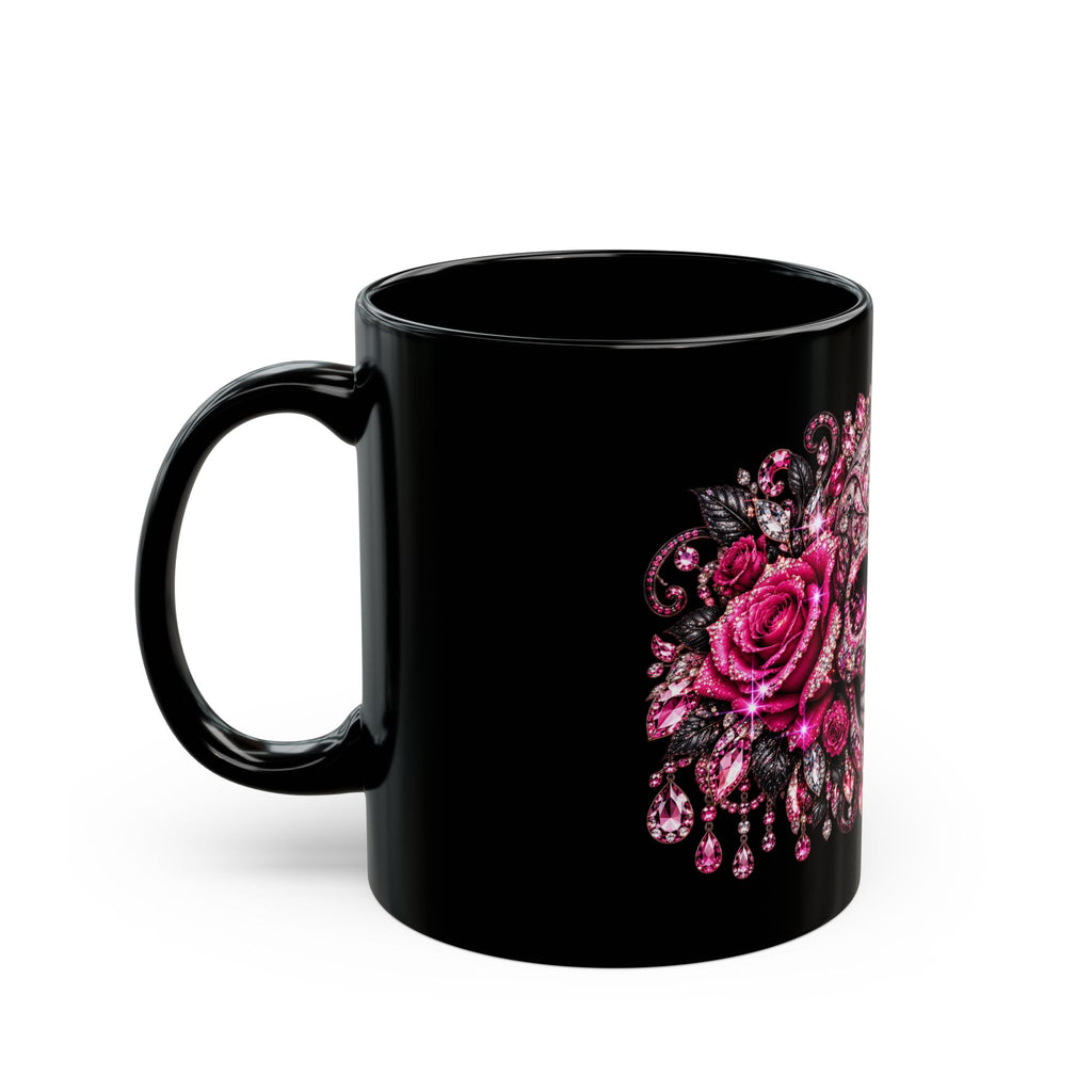 Pink Jeweled Sugar Skull Mug – Gothic Floral Coffee Cup (11oz & 15oz)