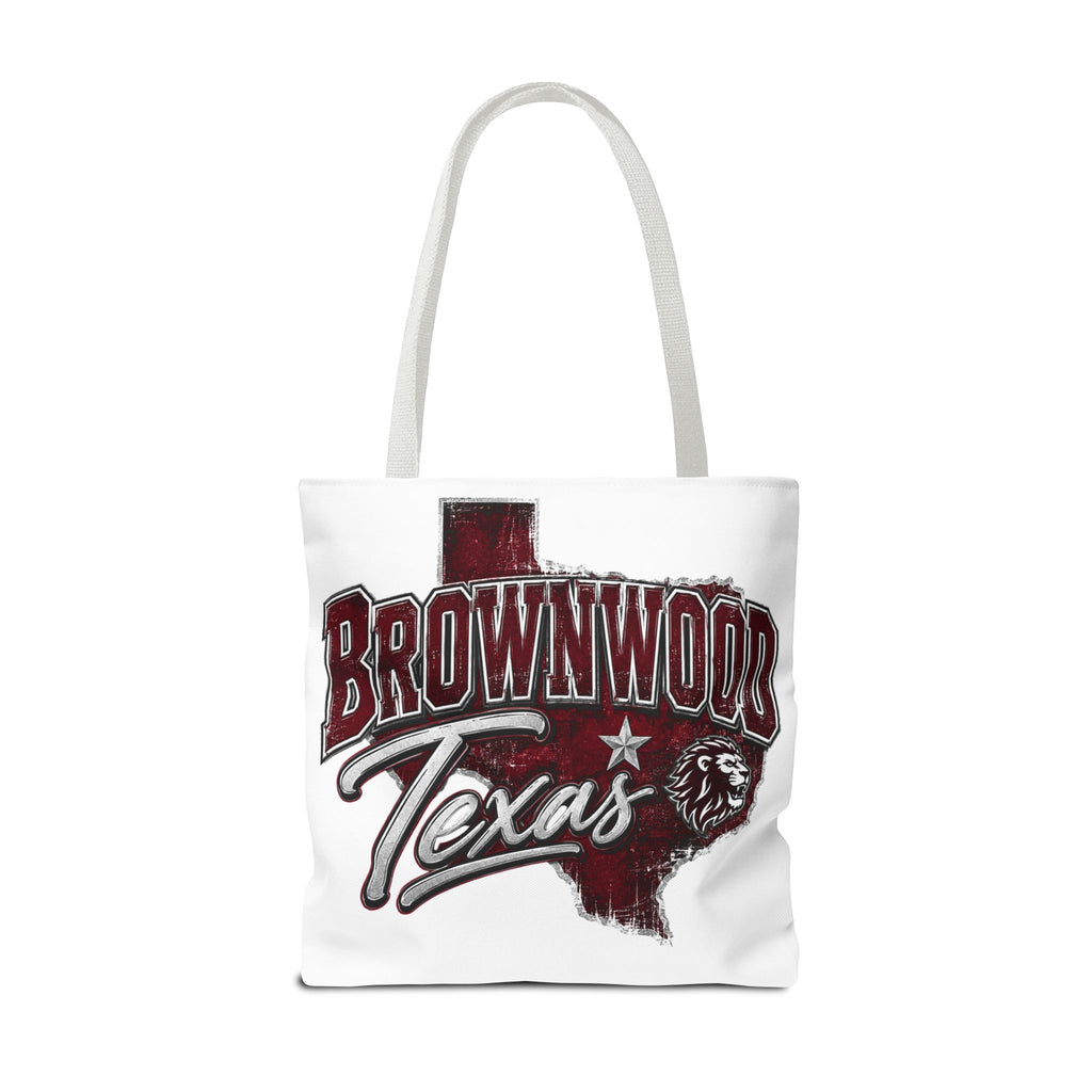 Brownwood Texas Tote Bag — Vintage State Outline & Lion Graphic