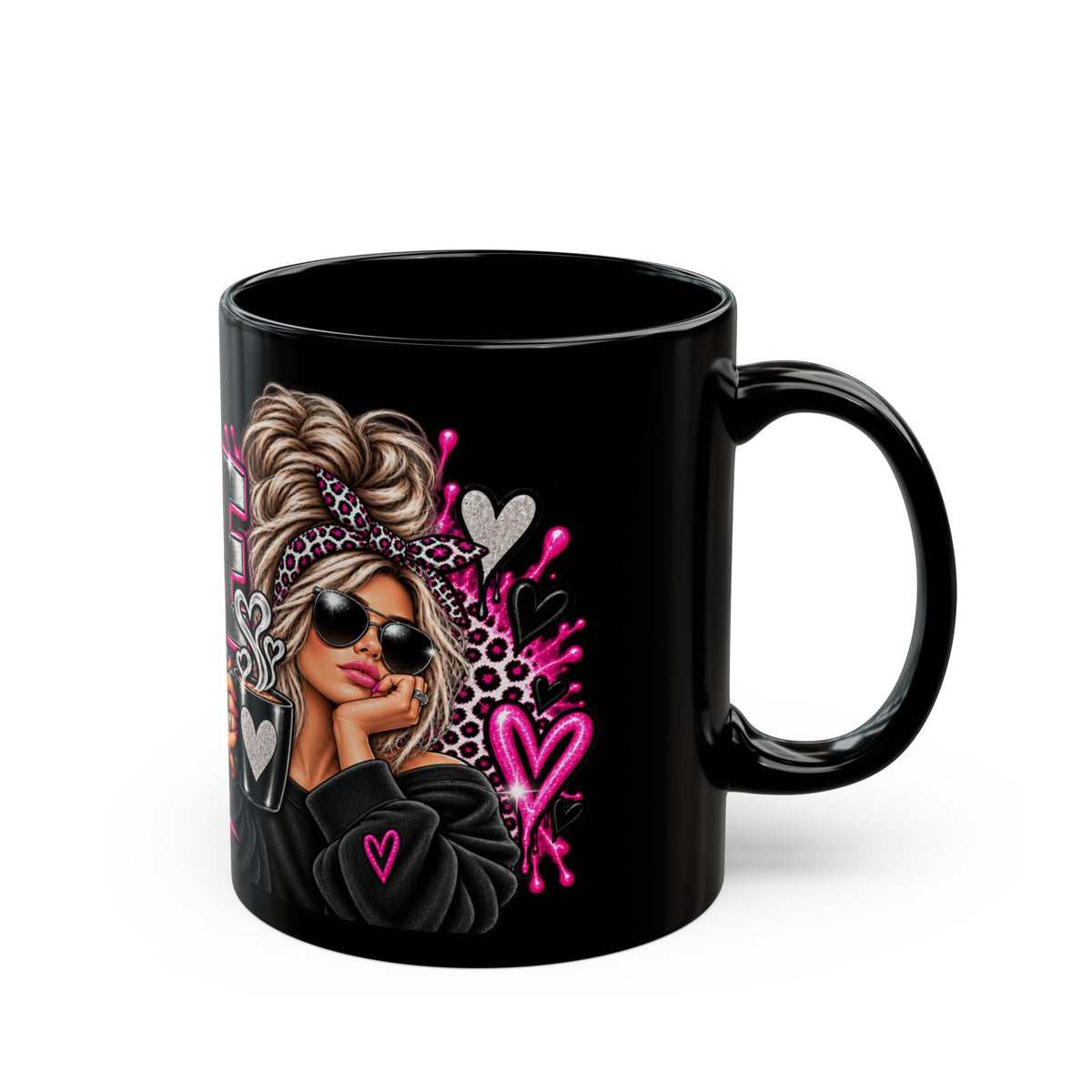 Coffee First Black Mug — Funny Girly Coffee Lover Gift ("Coffee First, Then We'll See")