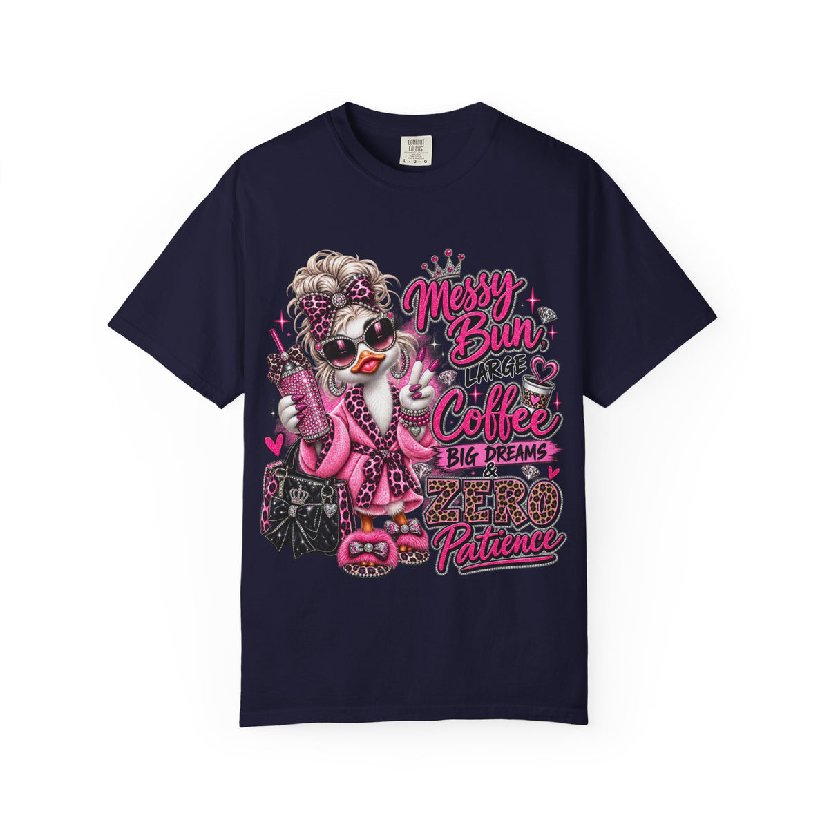 Messy Bun, Big Coffee, Zero Patience T-Shirt — Funny Graphic Tee for Moms & Busy Women