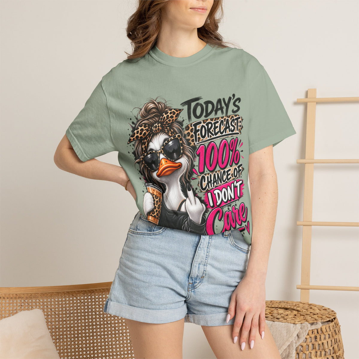 Graphic T-Shirt — "Today's Forecast: 100% Chance I Don't Care" Duck Design