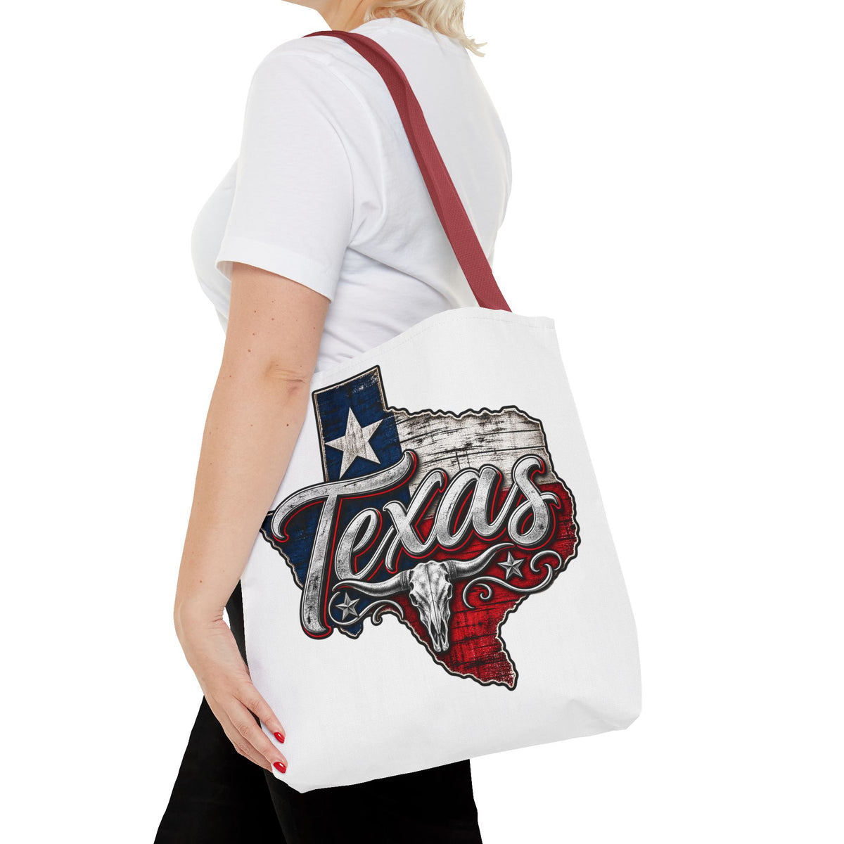 Texas Flag State Outline Tote Bag — Rustic Western 'Texas' Design