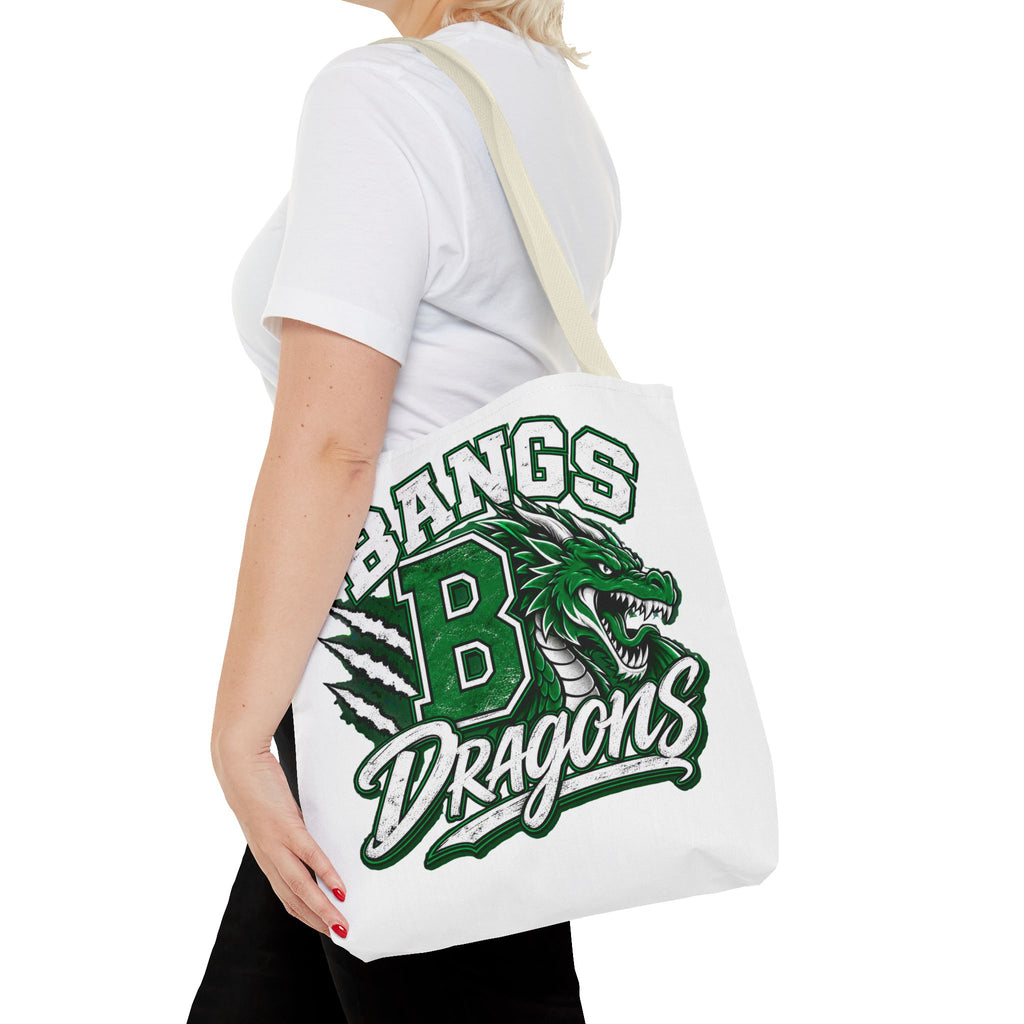 Bangs Dragons Tote Bag — Green Mascot Dragon School Spirit Tote