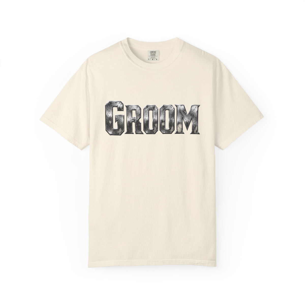 Groom Graphic T-Shirt — Metallic Lettering Wedding Tee for Grooms