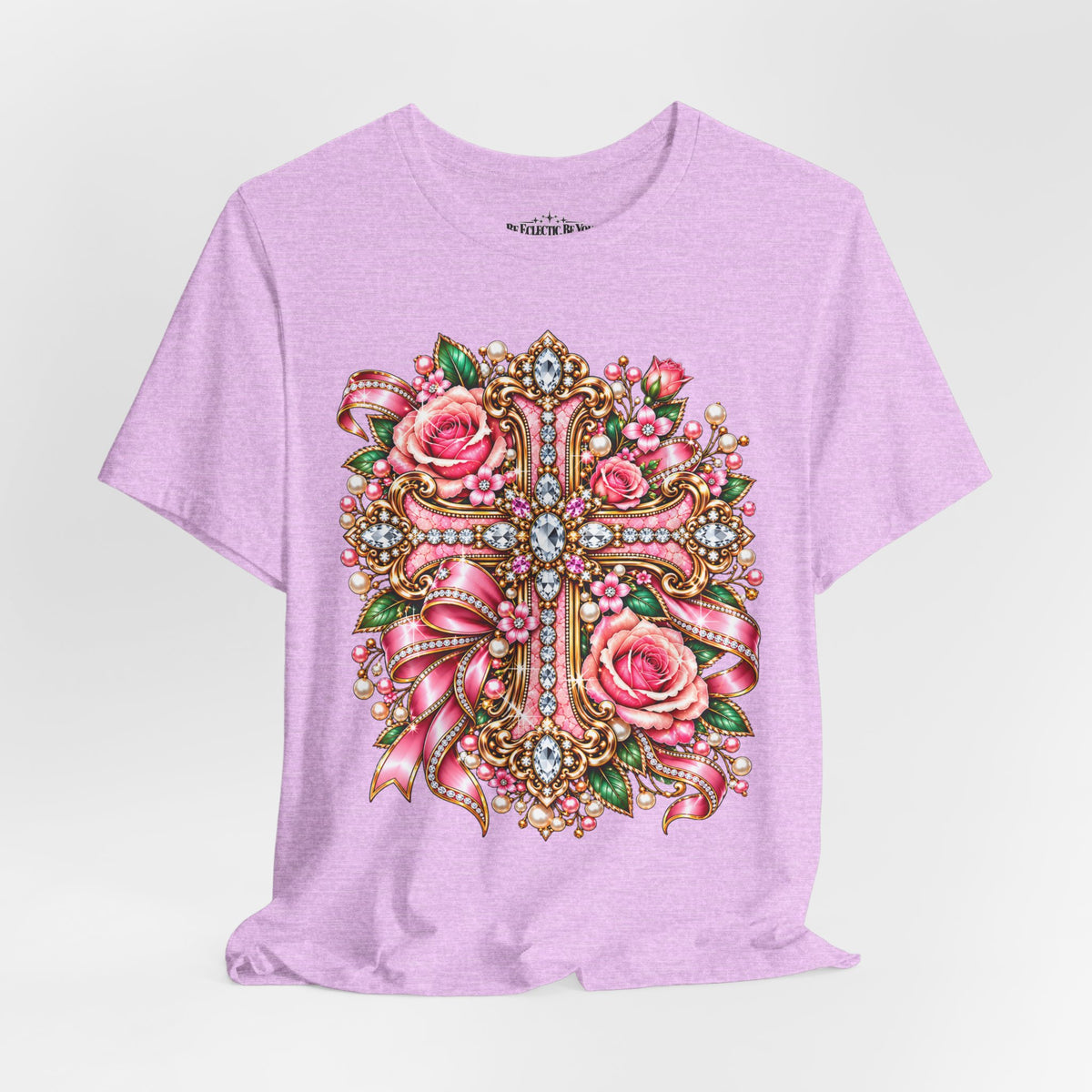 Ornate Floral Cross Rose Tee