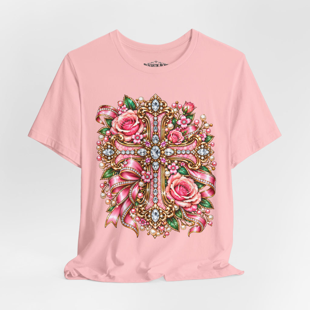 Ornate Floral Cross Rose Tee