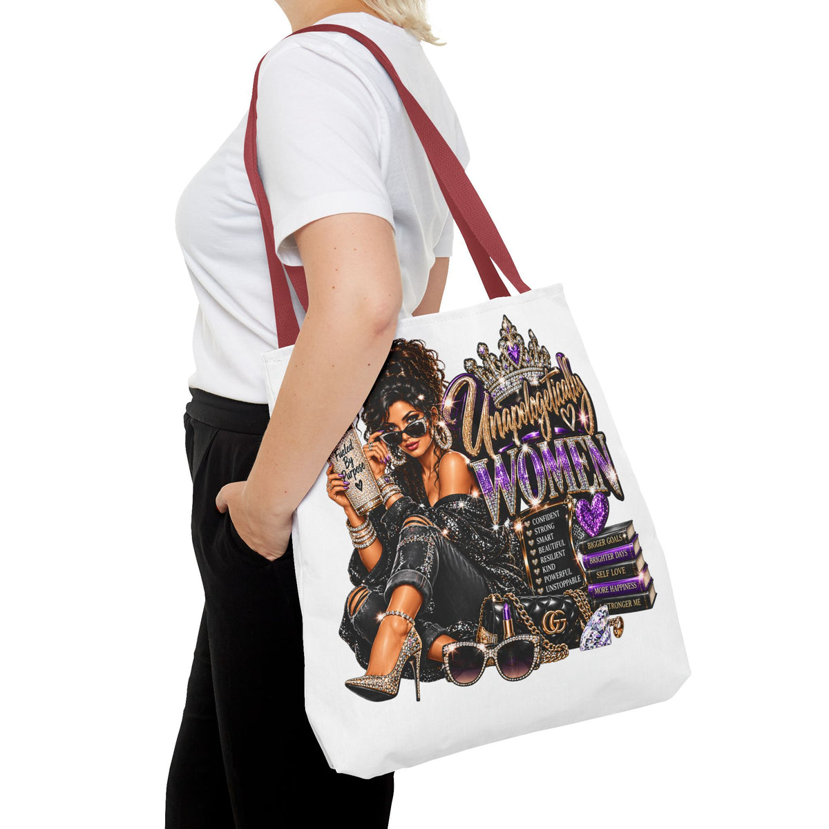 Unapologetically Woman Tote Bag — Empowered Black Queen Graphic Tote