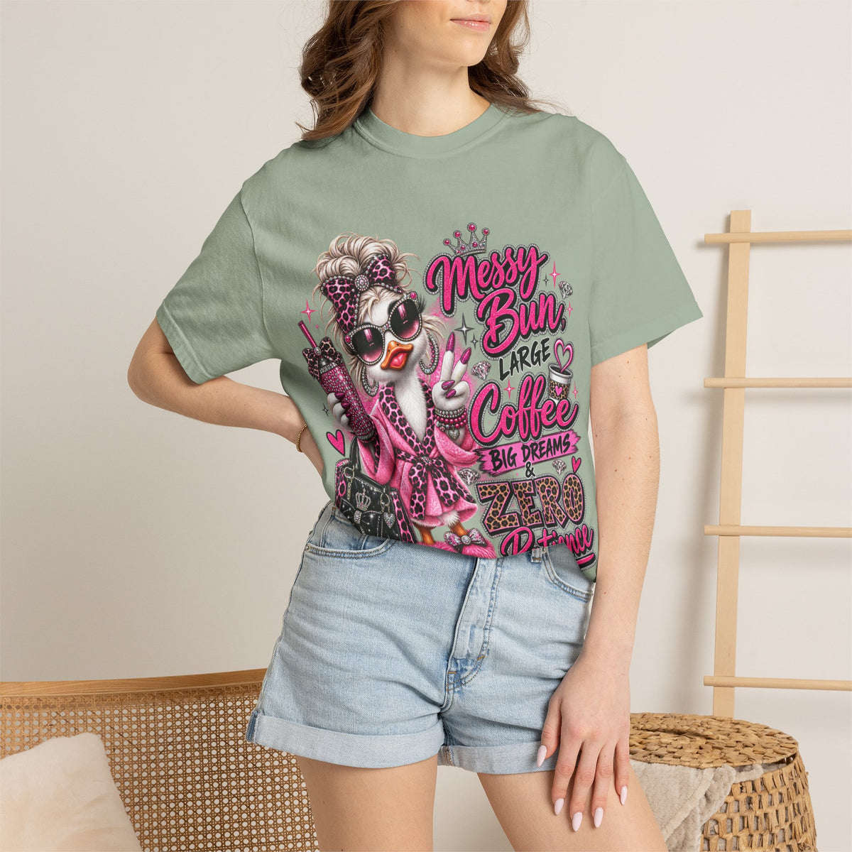 Messy Bun, Big Coffee, Zero Patience T-Shirt — Funny Graphic Tee for Moms & Busy Women