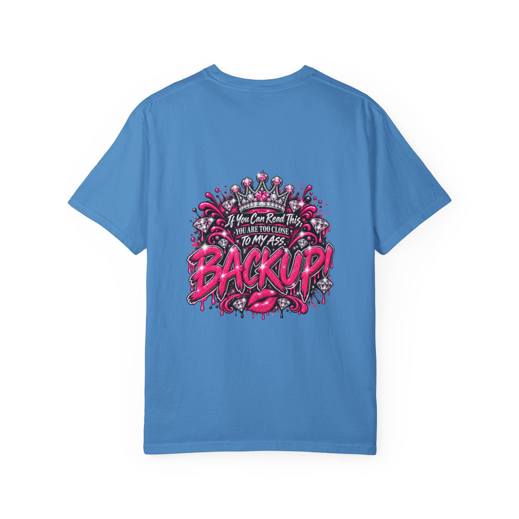 Graphic T-Shirt — Pink Lip Art & 'Backup!' Slogan Tee