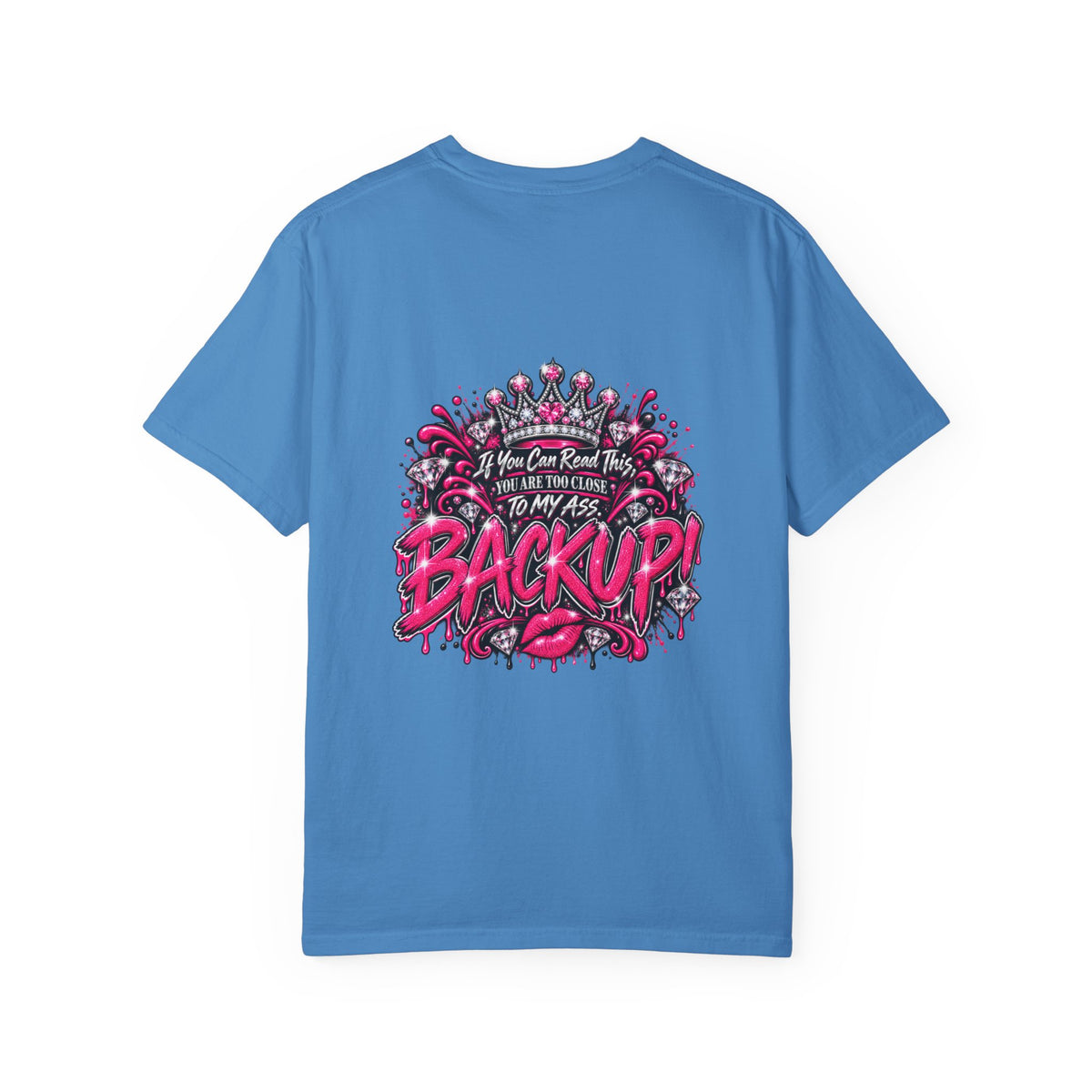 Graphic T-Shirt — Pink Lip Art & 'Backup!' Slogan Tee