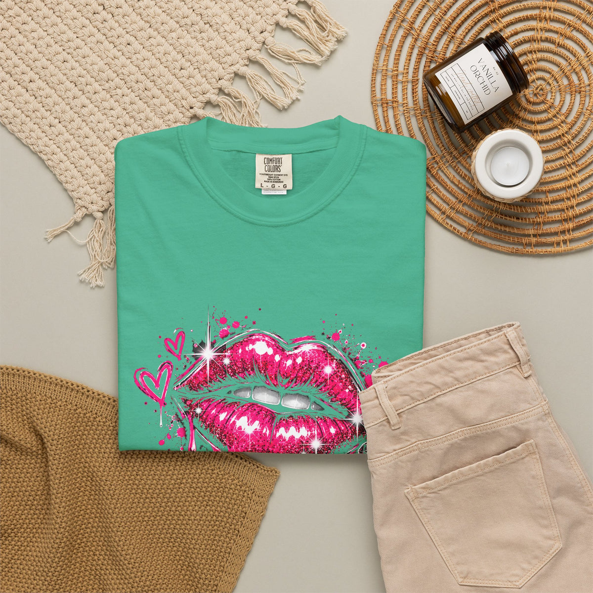 Graphic T-Shirt — Pink Lip Art & 'Backup!' Slogan Tee
