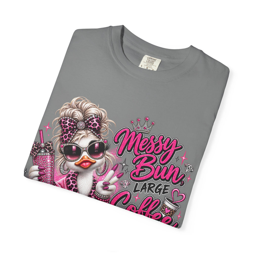 Messy Bun, Big Coffee, Zero Patience T-Shirt — Funny Graphic Tee for Moms & Busy Women