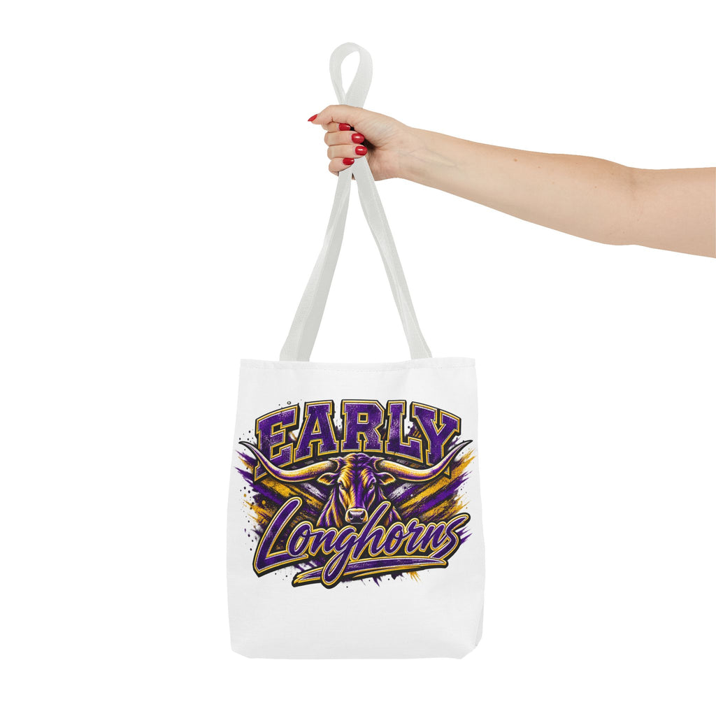 Early Longhorns Graphic Tote Bag – School Spirit Purple & Gold