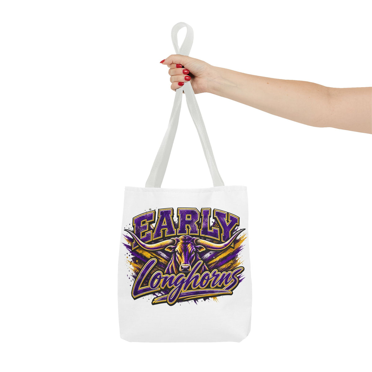 Early Longhorns Graphic Tote Bag – School Spirit Purple & Gold