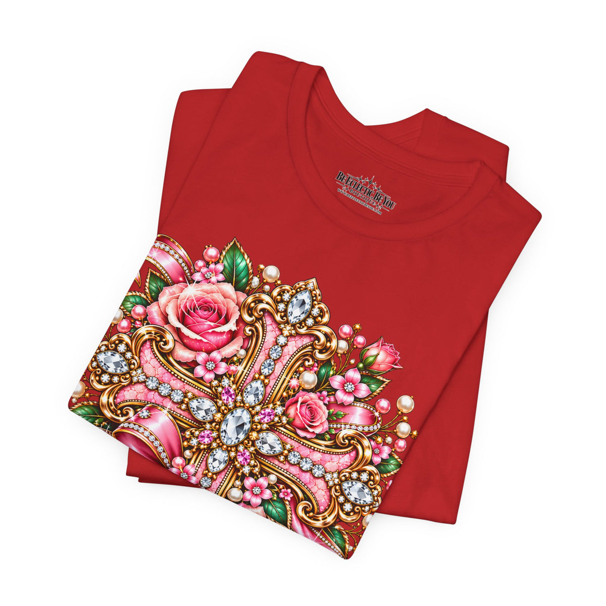 Ornate Floral Cross Rose Tee