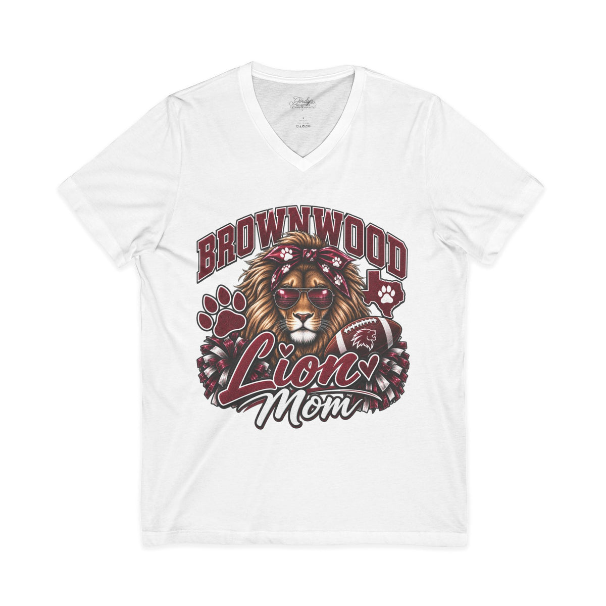 Brownwood Lions Mom Jersey Short Sleeve V-Neck Tee