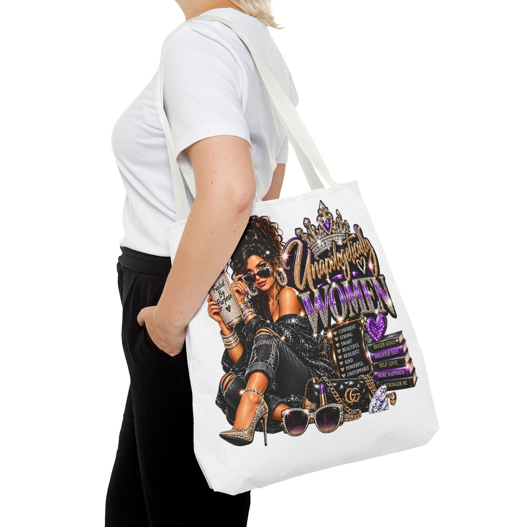 Unapologetically Woman Tote Bag — Empowered Black Queen Graphic Tote