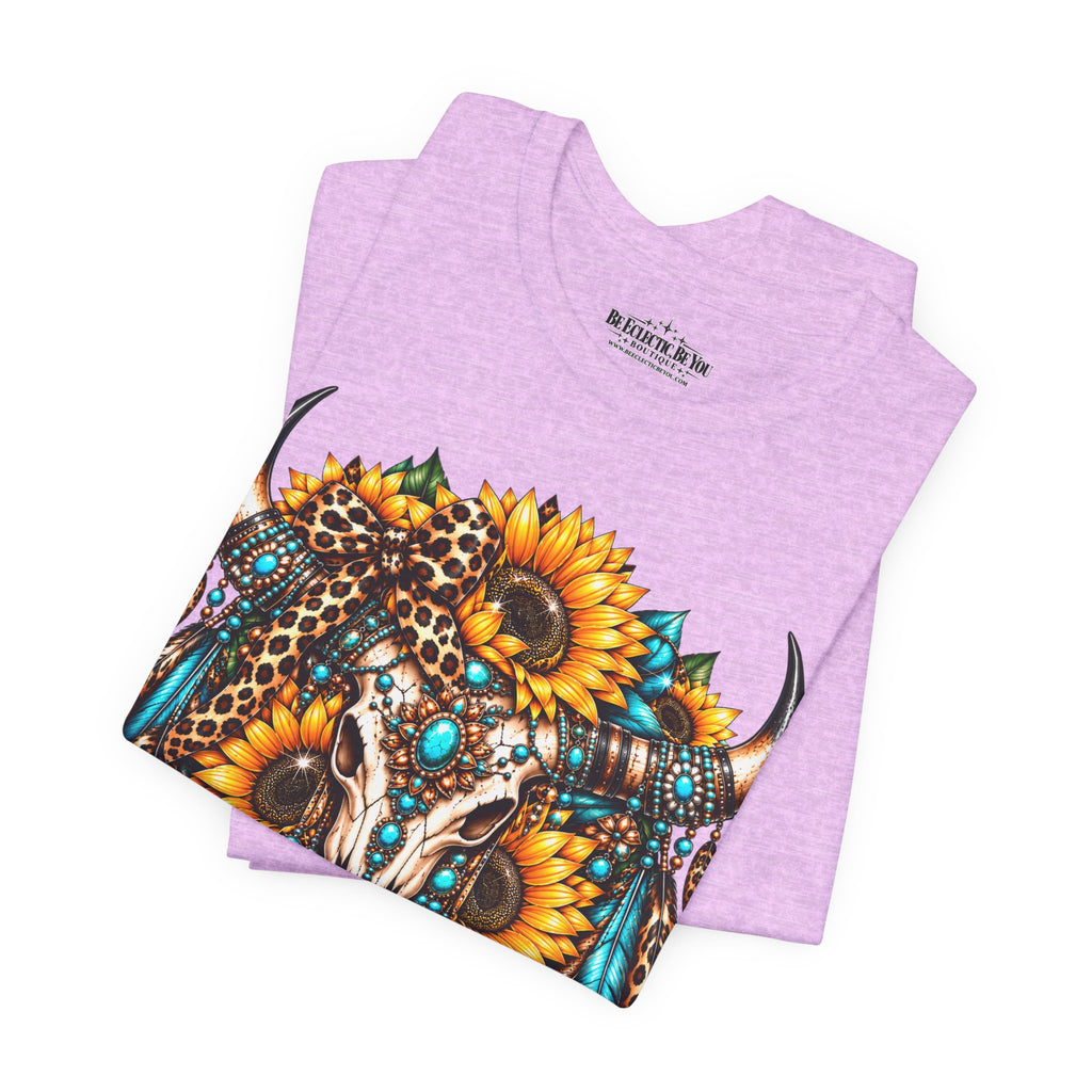 Boho Buffalo Skull Sunflower T-Shirt