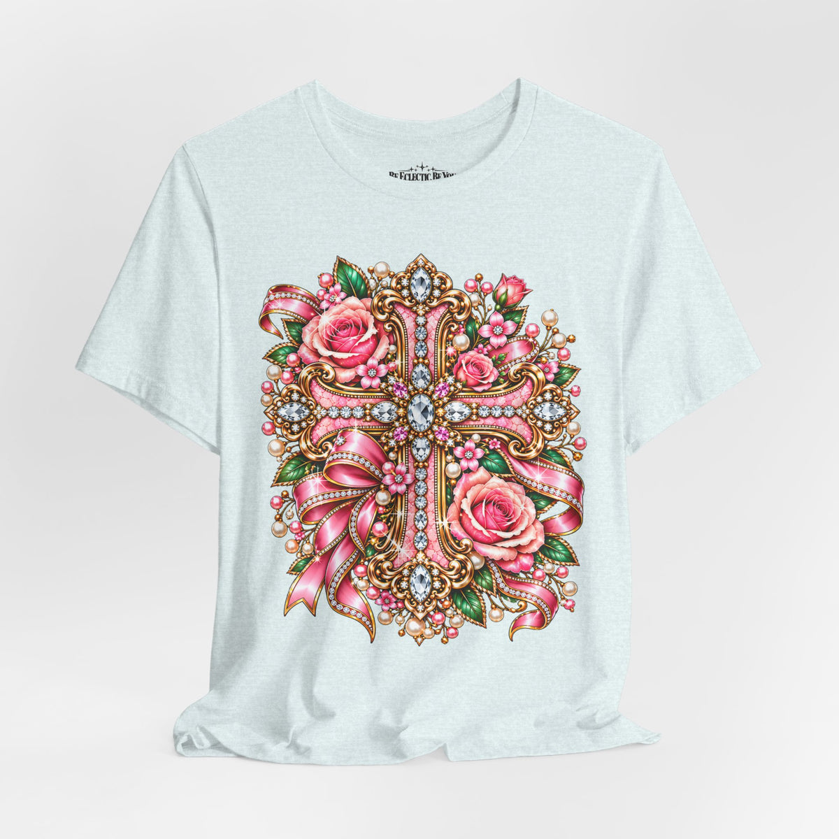 Ornate Floral Cross Rose Tee