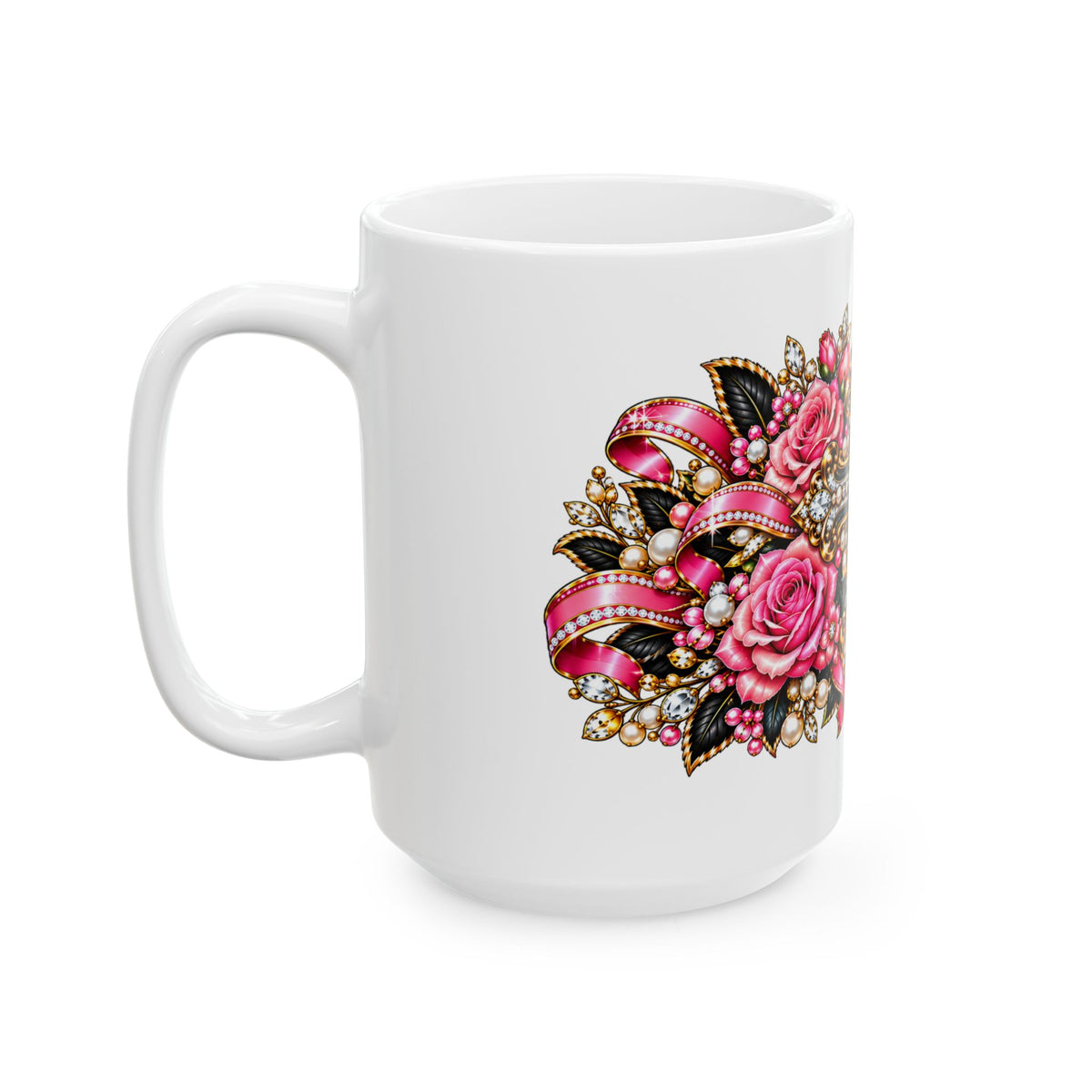 Ornate Rose Cross Ceramic Mug