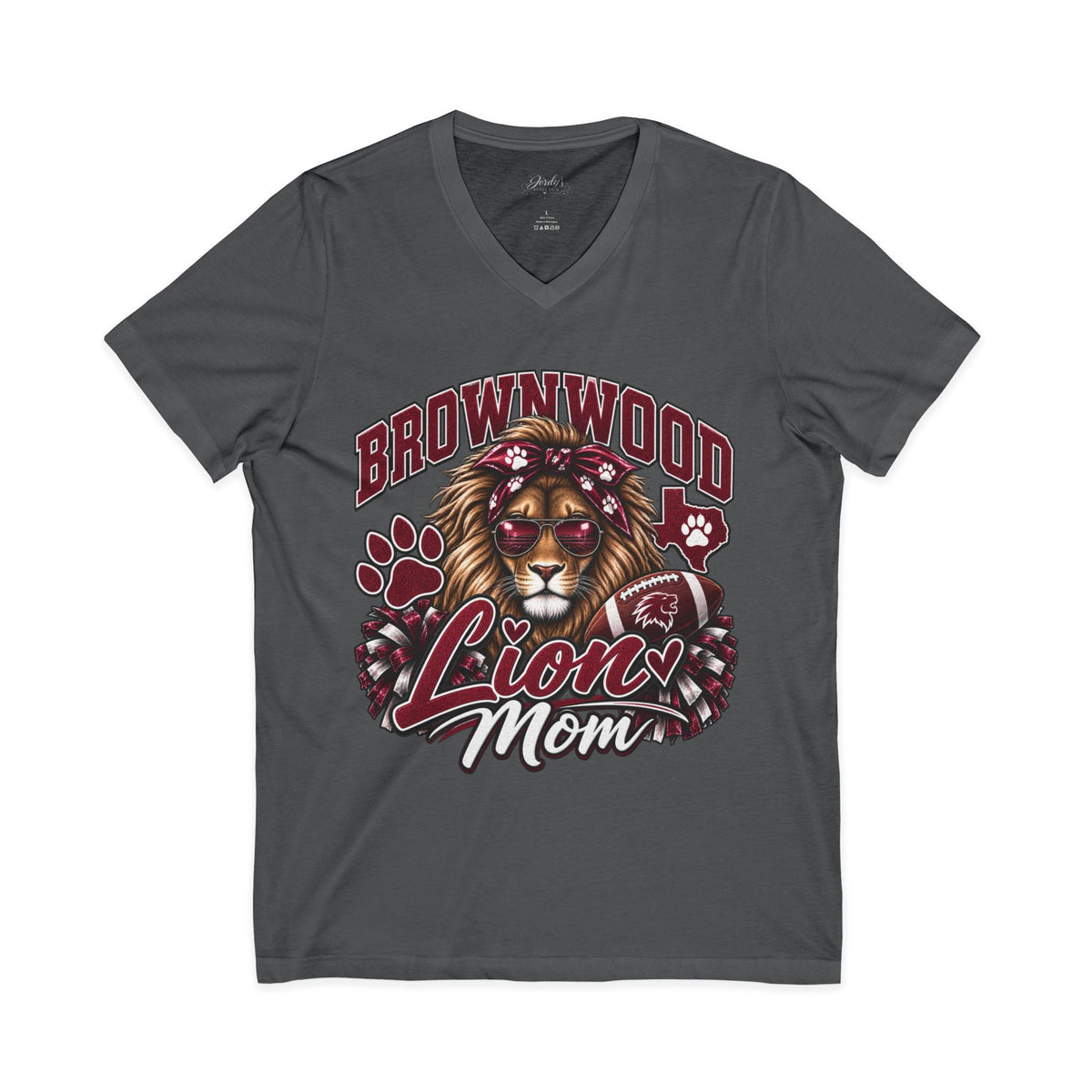 Brownwood Lions Mom Jersey Short Sleeve V-Neck Tee