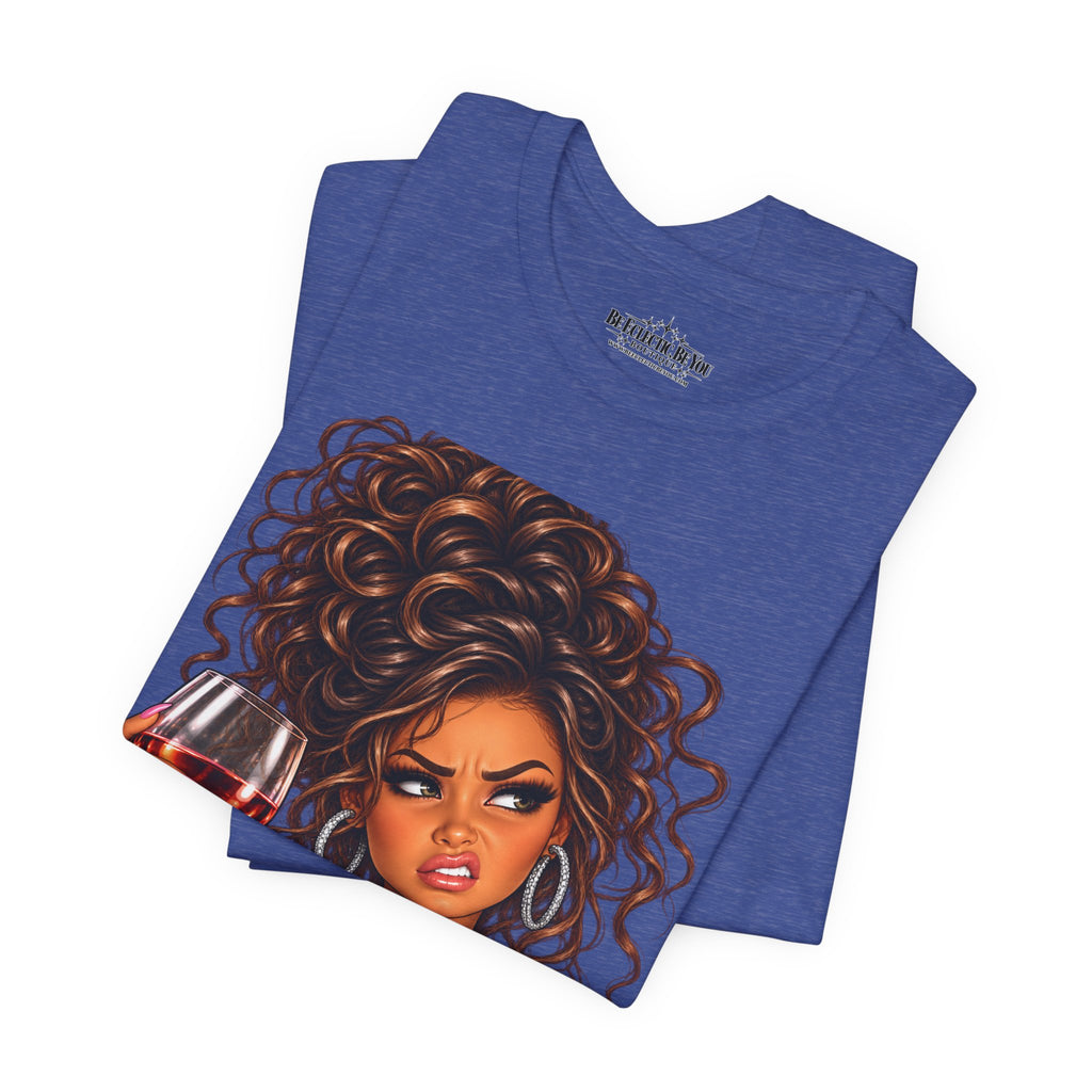 Curly Hair Wine Lover Graphic T-Shirt