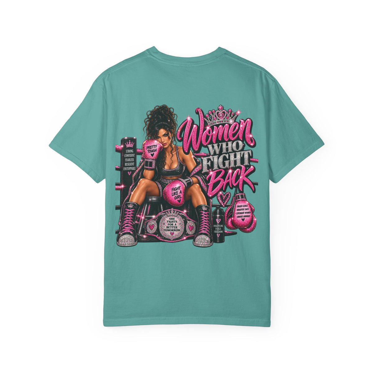 Women Who Fight Back T‑Shirt — Empowerment Boxing Graphic Tee